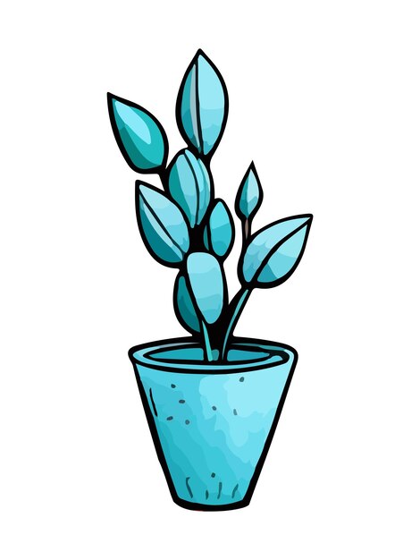 A blue potted plant in a blue pot