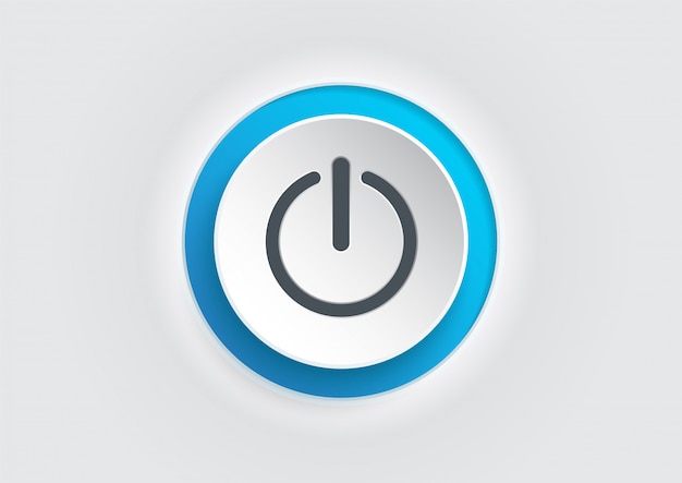 Vector blue power button icon. illustrator vector.