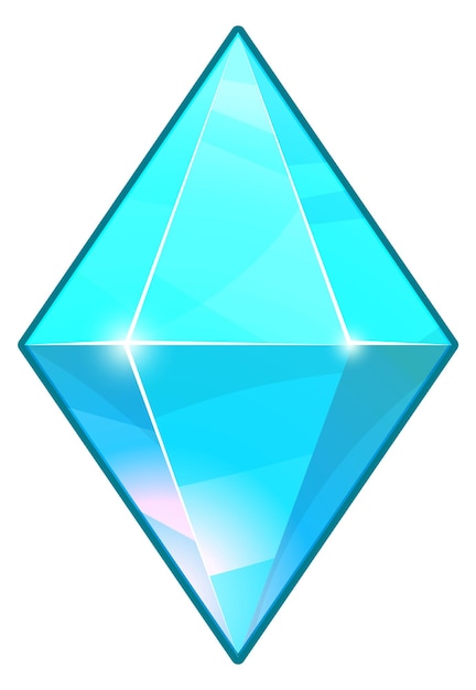 Blue precious rhombus Shiny jewel Luxury gemstone isolated on white background