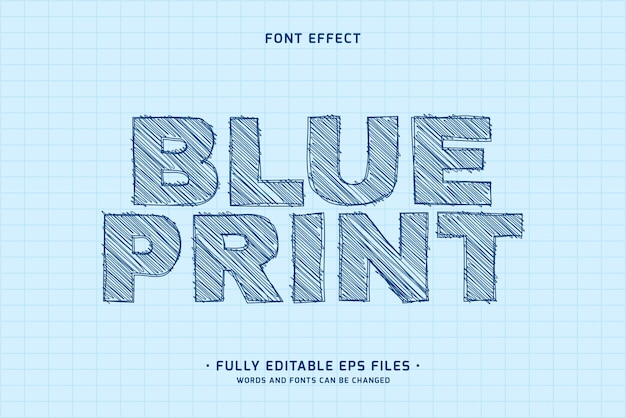 Vector blue print font effect