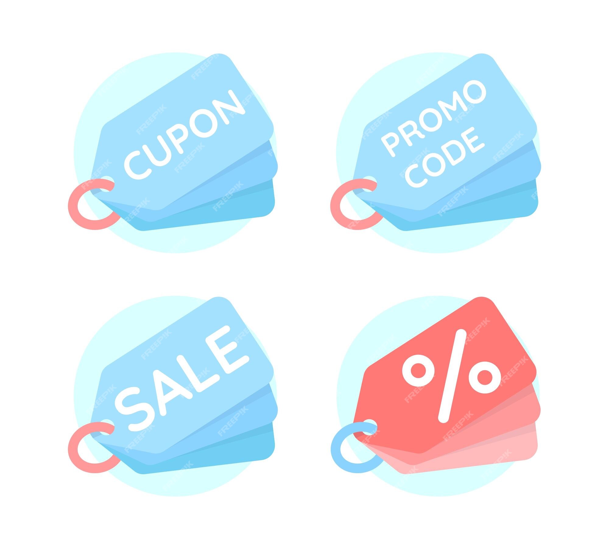 Promo Code Coupon Code Flat Vector Set Design Illustration On