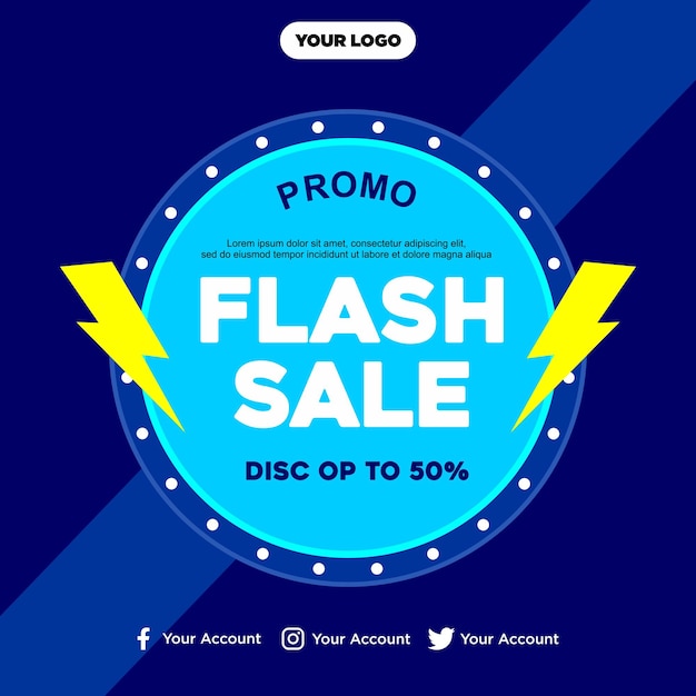 Blue promo flash sale flyer design