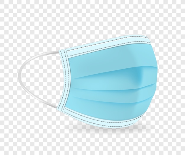 Blue protective face mask  illustration isolated on transparent background