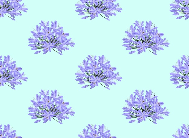 Vector blue purple agapanthus on light blue background