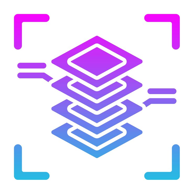 Vector a blue and purple geometric design with a blue and purple symbol