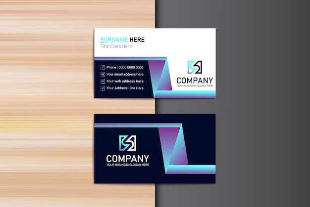 Blue and Purple Gradient Abstract Business Cards