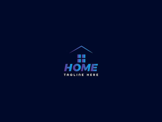 Vector a blue and purple home logo with a house and the words home line here.