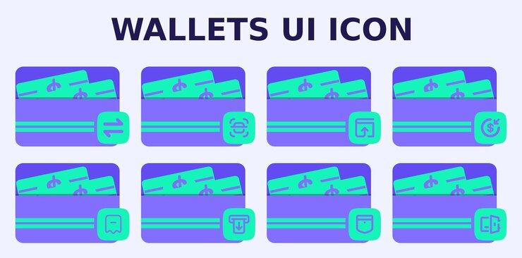 Vector a blue and purple image of a wallet with the words wallet on it