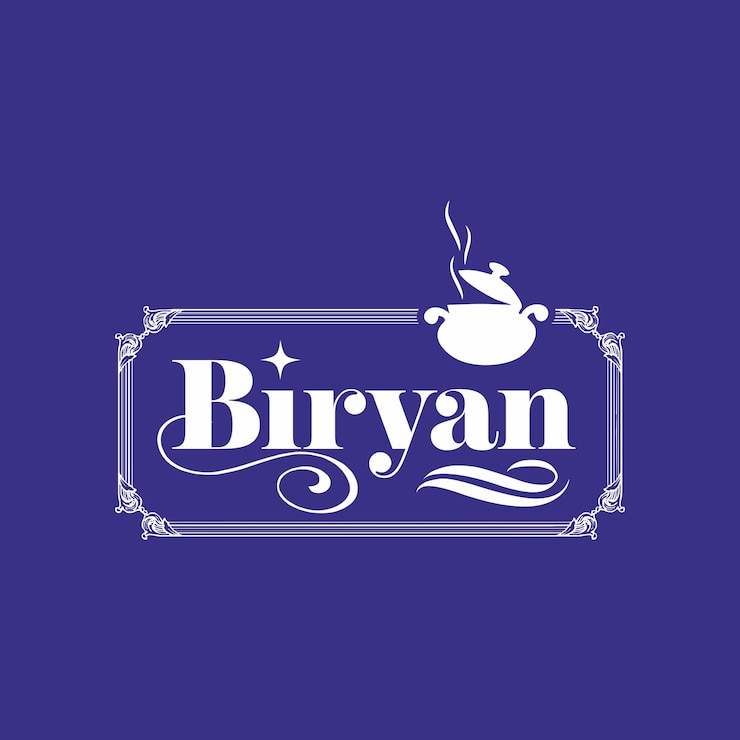 वेक्टर a blue and purple logo for burqa with a cup of tea on a blue background.