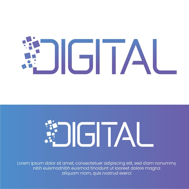 Vettore un logo blu e viola per il digitale e il digitale