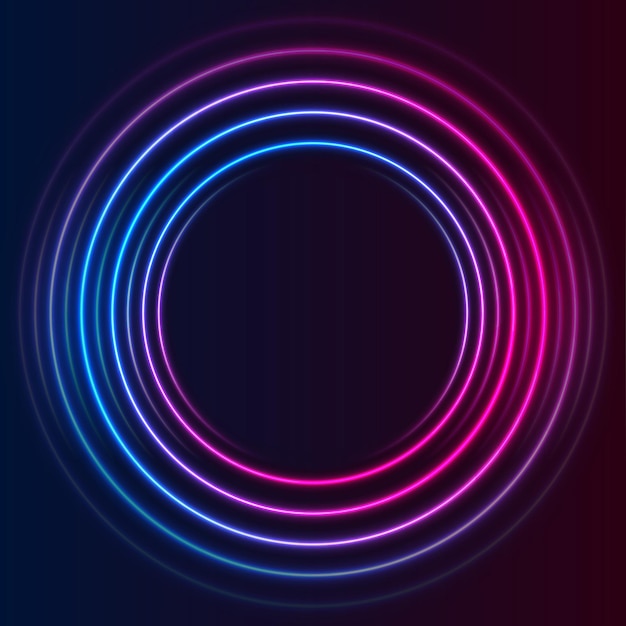 Blue and purple neon circles abstract futuristic background