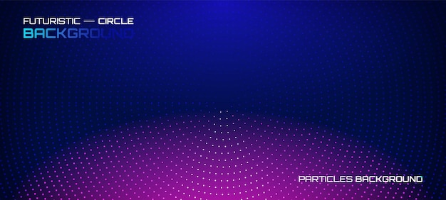 Blue purple neon light gradient minimal vector background with dotted and circle shape