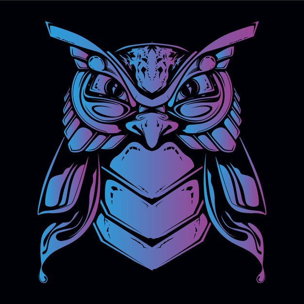 Blue and purple owl head illustration