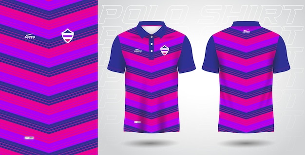Blue purple and pink polo sport shirt sublimation jersey template