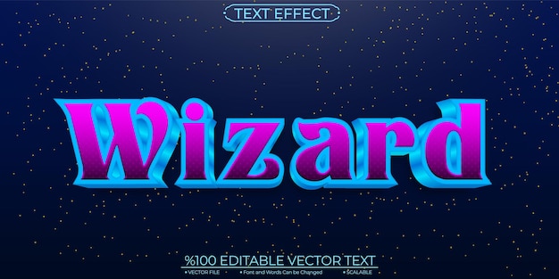 Редактируемый и масштабируемый векторный текстовый эффект Blue and Purple Wizard