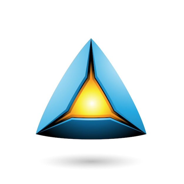 Blue Pyramid with a Glowing Core Vector Illustration