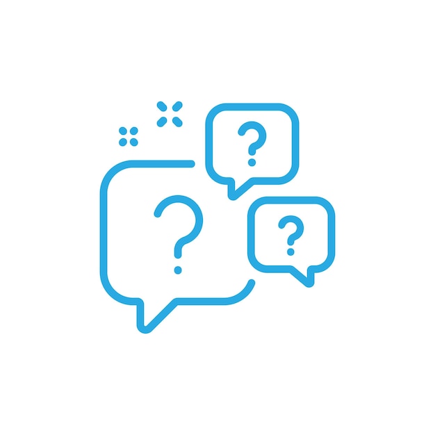 Vector blue question bubbles line art icon ask help sign faq questionnaire symbol