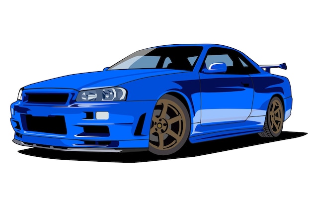 Blue race car illustration vector design