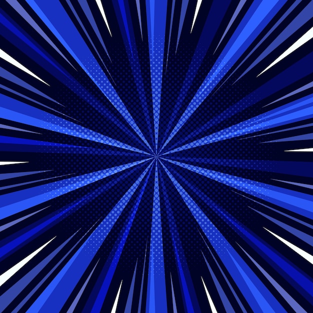 Blue radial stripes background Blue speed line comic background