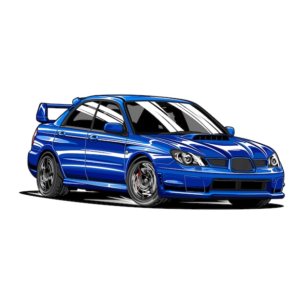 Blue rally car disegnati a mano