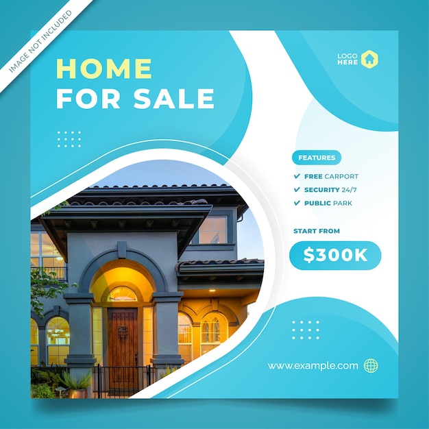 Vector blue real estate flyer or social media banner