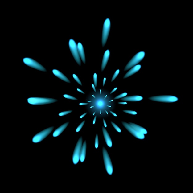 Vector blue realistic fireworks isolated on black background vector illustration