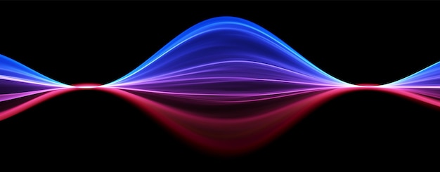 파란색과 빨간색 추상 파 매직 라인 디자인 흐름 곡선 모션 요소 네온 그라디언트 물결 모양