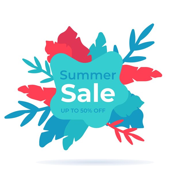 A blue and red banner with the words summer sale on it.