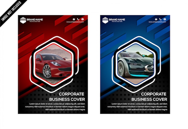 blue red and black hexagon abstract cover design template vector. Business Flyer