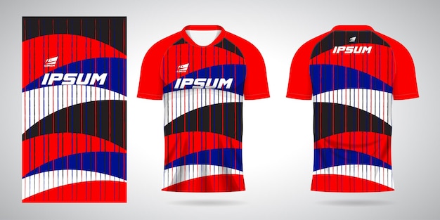 blue red black white shirt sports jersey template for team uniforms and Soccer