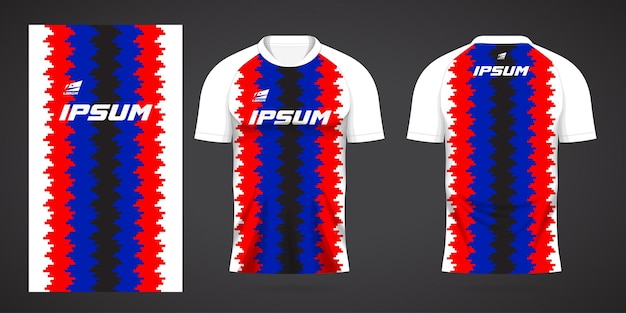 blue red black white shirt sports jersey template for team uniforms and Soccer