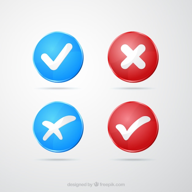 Vector blue and red check marks