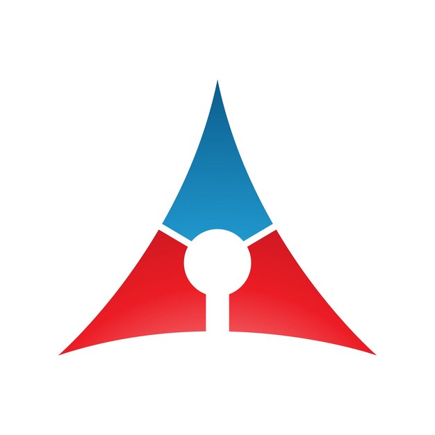 Blue and red deflated triangle letter a icon