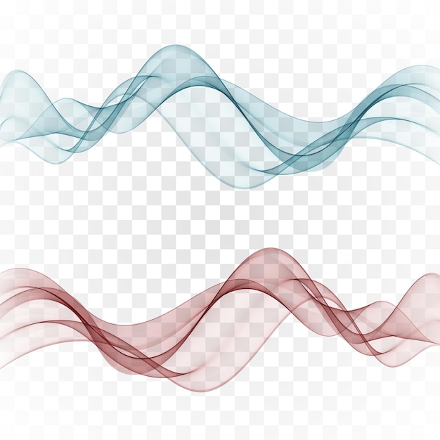 Blue and red flow transparent wave smoky wave design element background set