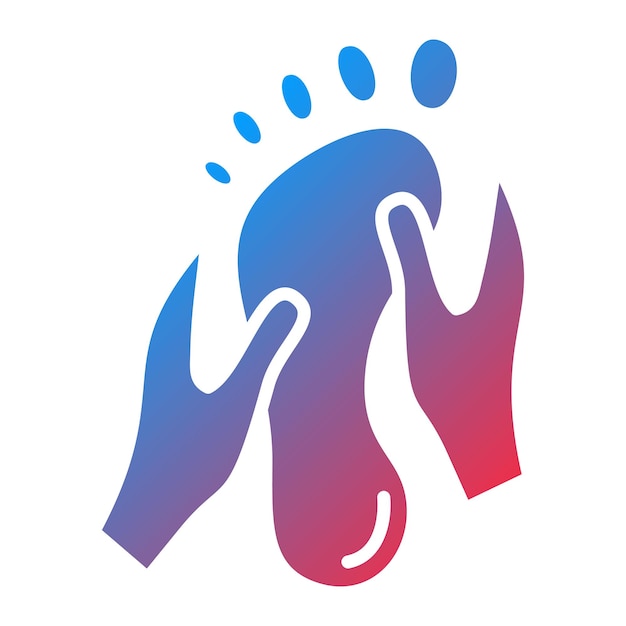 Vector a blue and red foot print with a pink and blue design