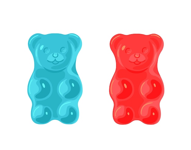 Vector blue and red jelly bears