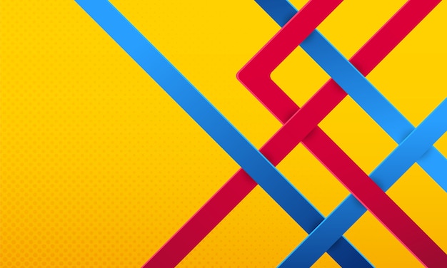 Blue and red lines on yellow bright background.