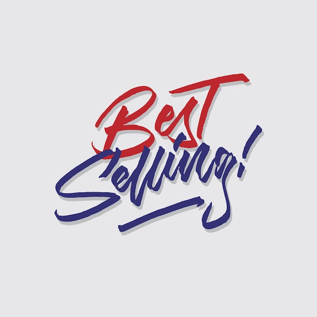 A blue and red logo that says best selling!