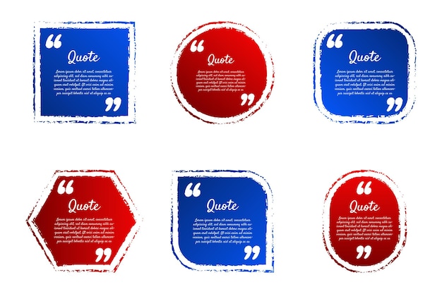 Blue and red modern communication quote frame with abstract brush stroke collection