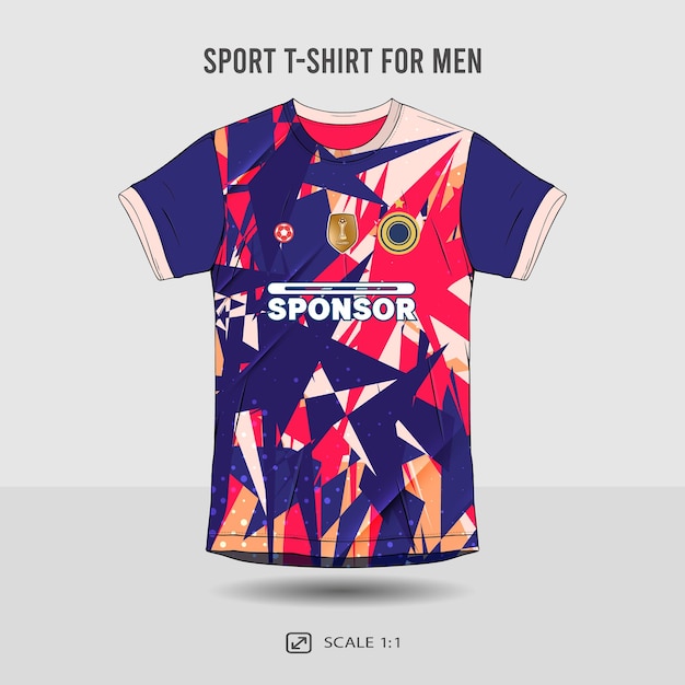 Vector a blue and red shirt with the word sport on it