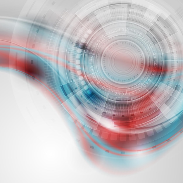 青と赤のテクノロジー サイエンスフィクションの抽象的な背景ベクトル未来的なデザイン