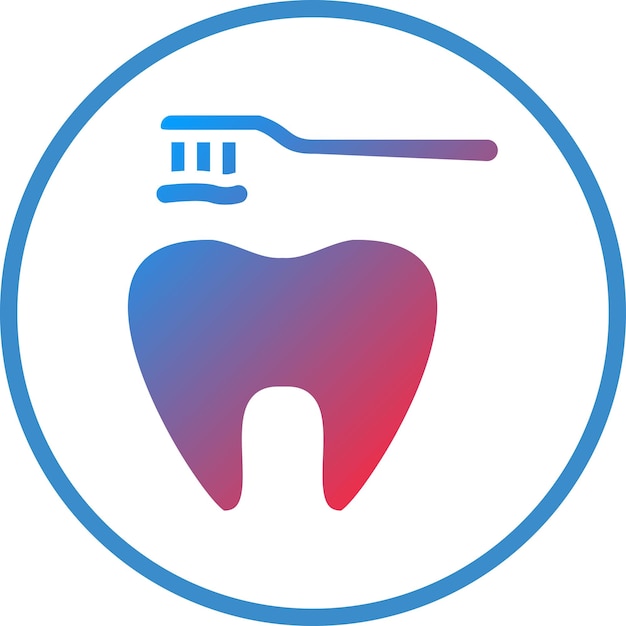 Vector a blue and red tooth with a blue and red border