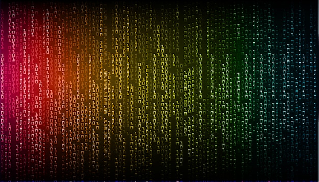 Blue red yellow binary cyber circuit future technology concept background