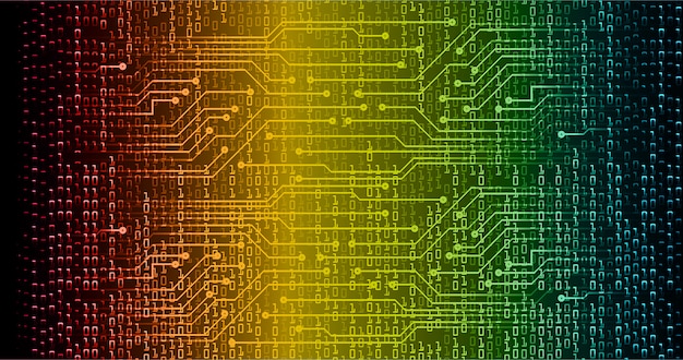 Blue red yellow cyber circuit future technology concept background