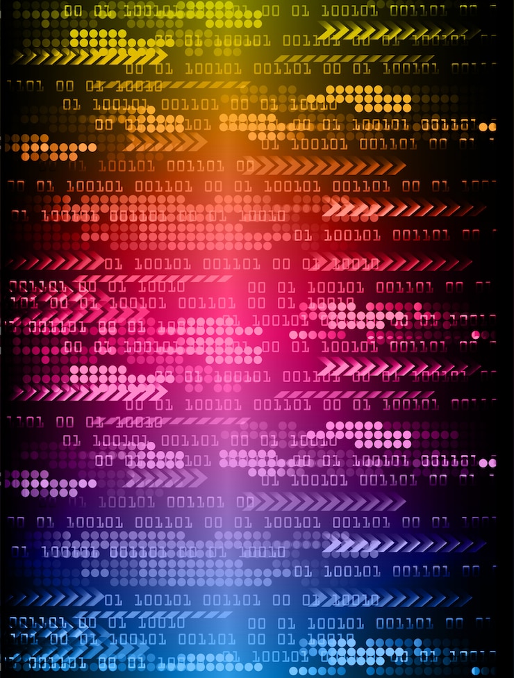 Vector blue red yellow cyber circuit future technology concept background