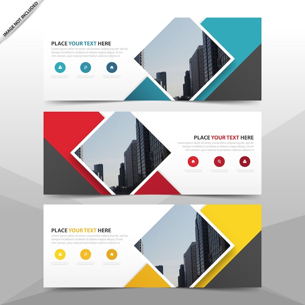 Blue red yellow square abstract corporate business banner template