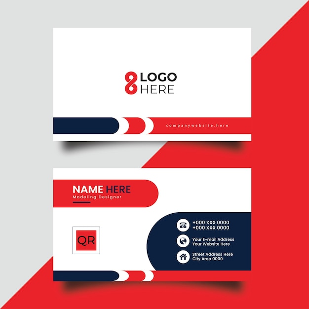 Vector blue and redcolor business card design