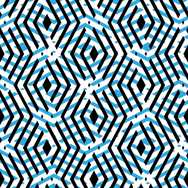 青いリズミカルなテクスチャの無限のパターン、連続した創造的なテキスタイル、ひし形の幾何学的なモチーフの背景をオーバーレイします。