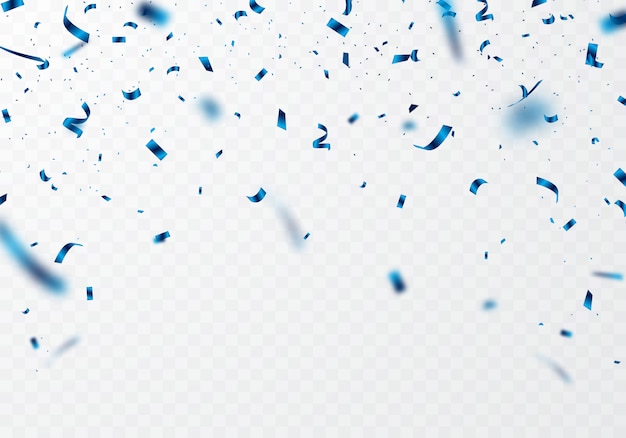 Vector the blue ribbon and confetti can be separated from a transparent background for decorating various festivals.