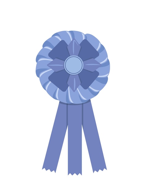 Розетка с голубой лентой для победителя собаки плоский вектор мультфильма